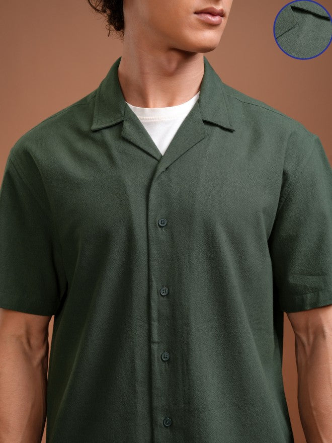 Highlander Men Green Solid Relaxed Fit Casual Shirt - Green - Image 5