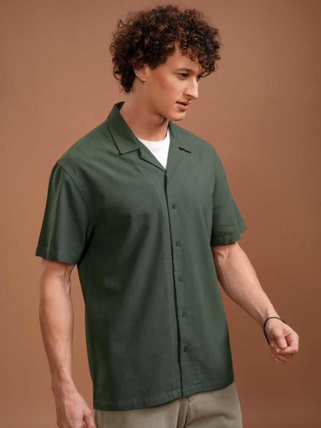 Highlander Men Green Solid Relaxed Fit Casual Shirt - Green - Image 6