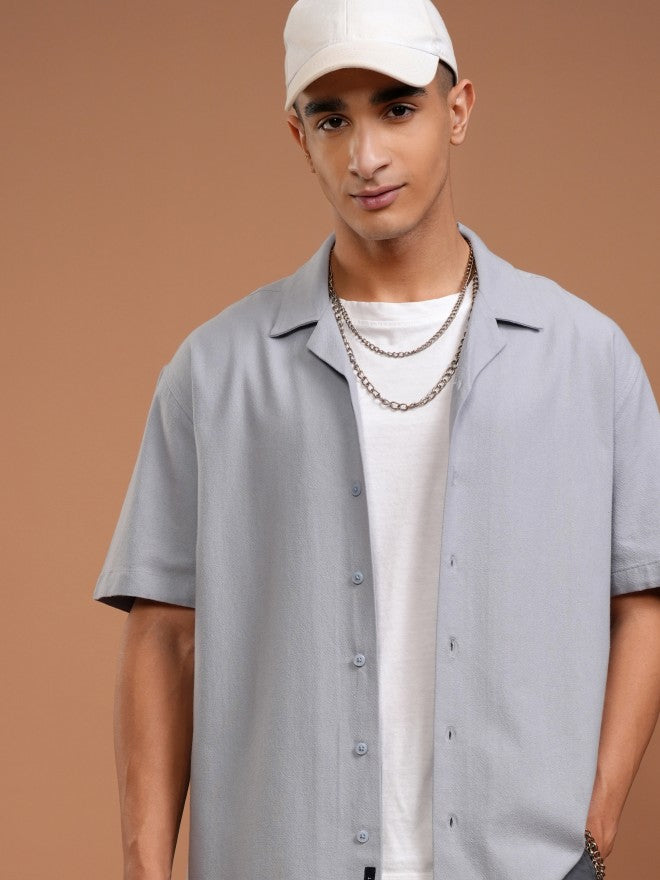 Highlander Men Blue Solid Relaxed Fit Casual Shirt - Blue - Image 1