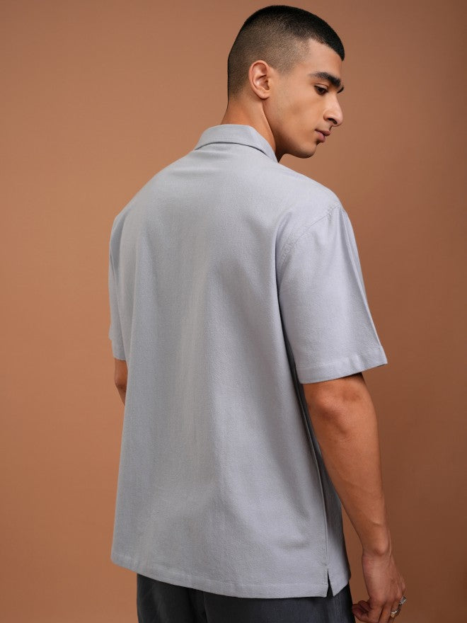 Highlander Men Blue Solid Relaxed Fit Casual Shirt - Blue - Image 3