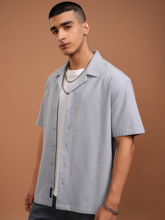Highlander Men Blue Solid Relaxed Fit Casual Shirt - Blue - Image 4