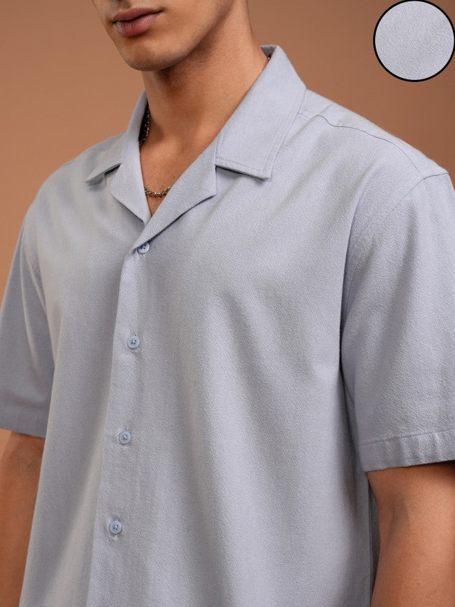 Highlander Men Blue Solid Relaxed Fit Casual Shirt - Blue - Image 5