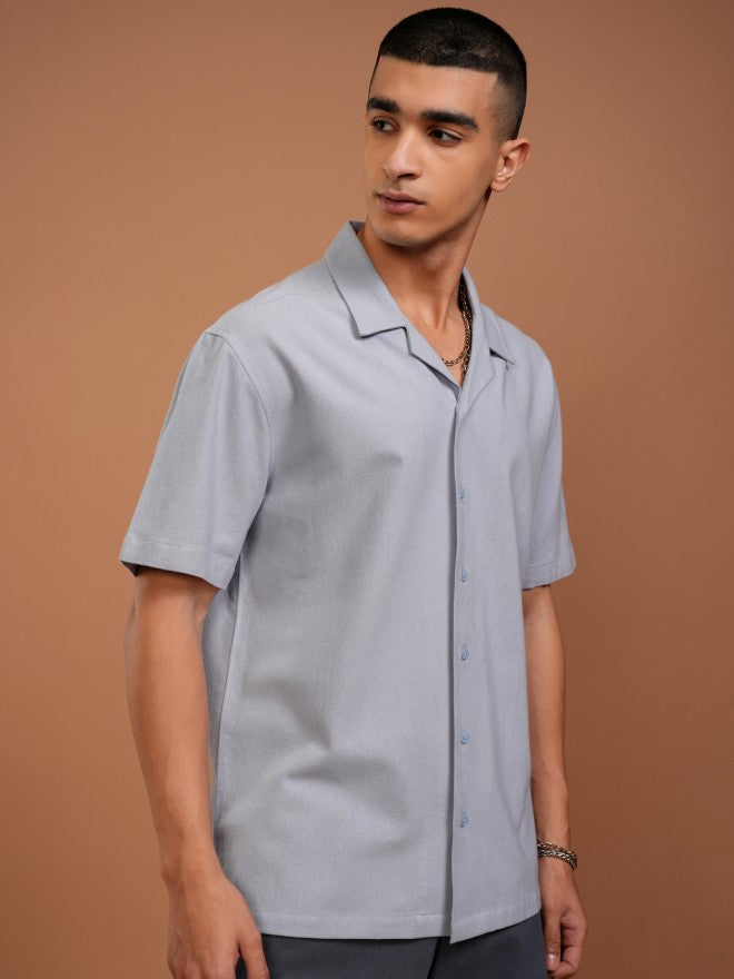 Highlander Men Blue Solid Relaxed Fit Casual Shirt - Blue - Image 6