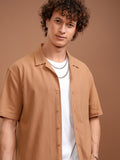 Highlander Men Orange Solid Relaxed Fit Casual Shirt - Orange - Image 1