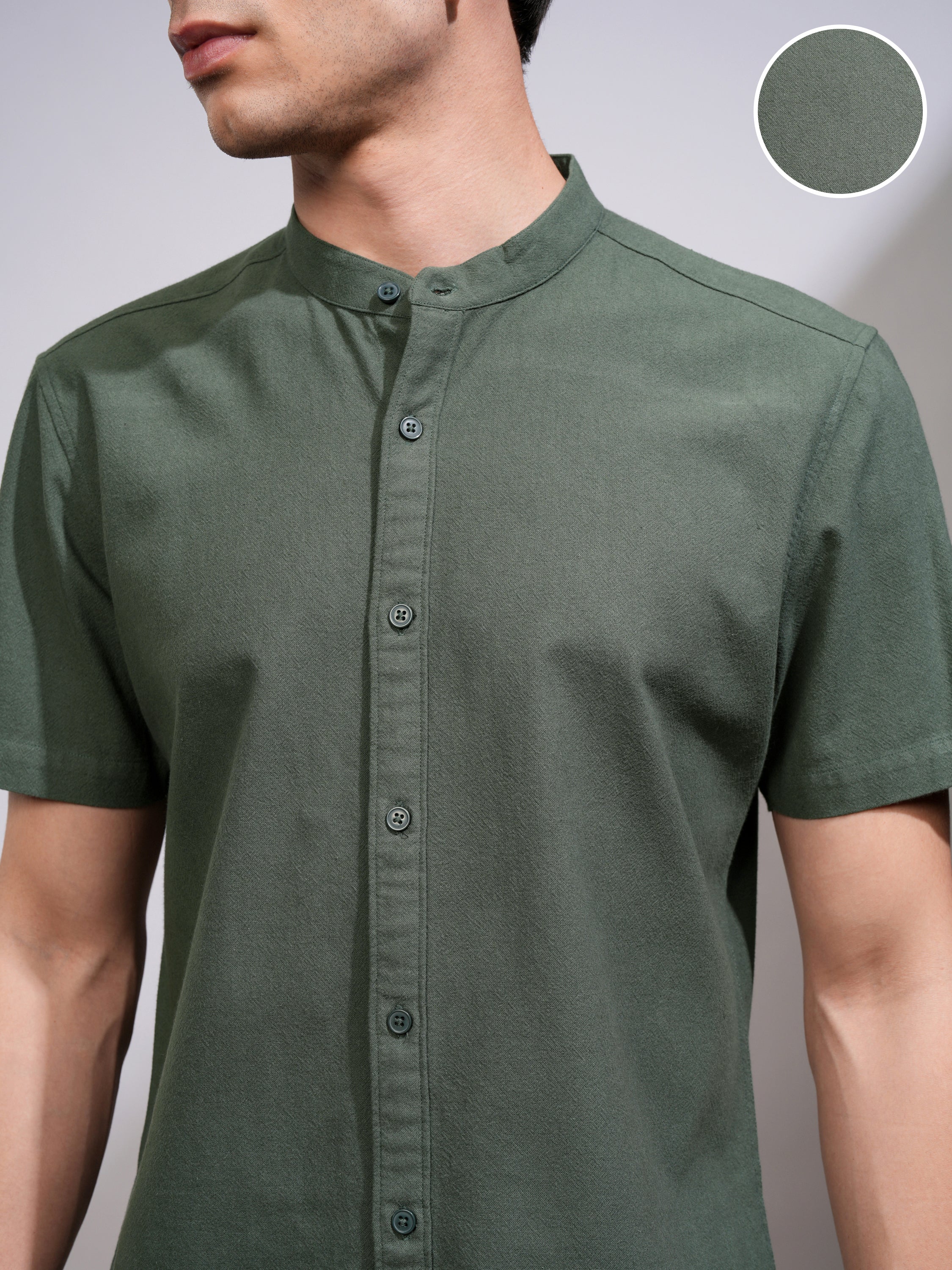 Highlander Men Green Solid Regular Fit Casual Shirt - Green - Image 5
