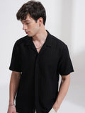 Highlander Men Black Self Design Relaxed Fit Casual Shirt - Black - Image 1
