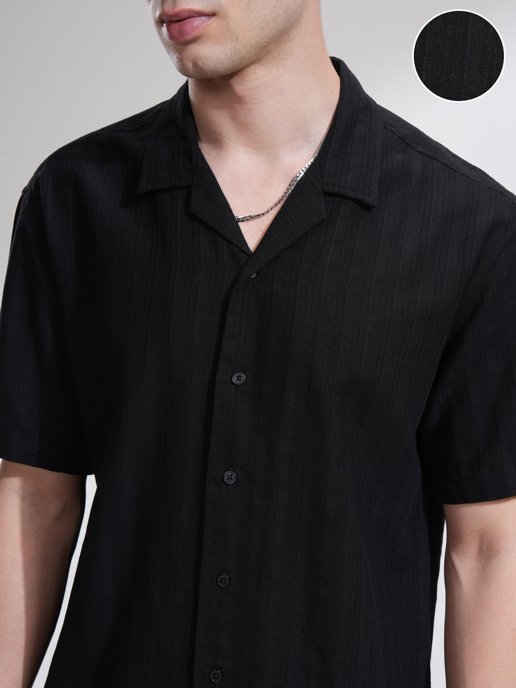 Highlander Men Black Self Design Relaxed Fit Casual Shirt - Black - Image 5