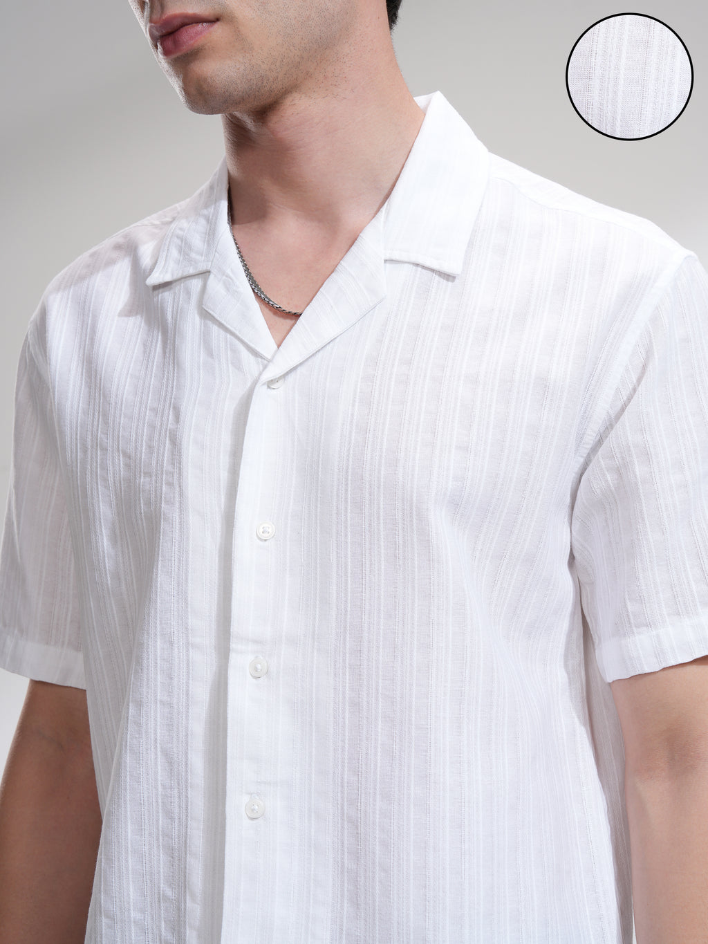 Highlander Men White Self Design Relaxed Fit Casual Shirt - White - Image 5