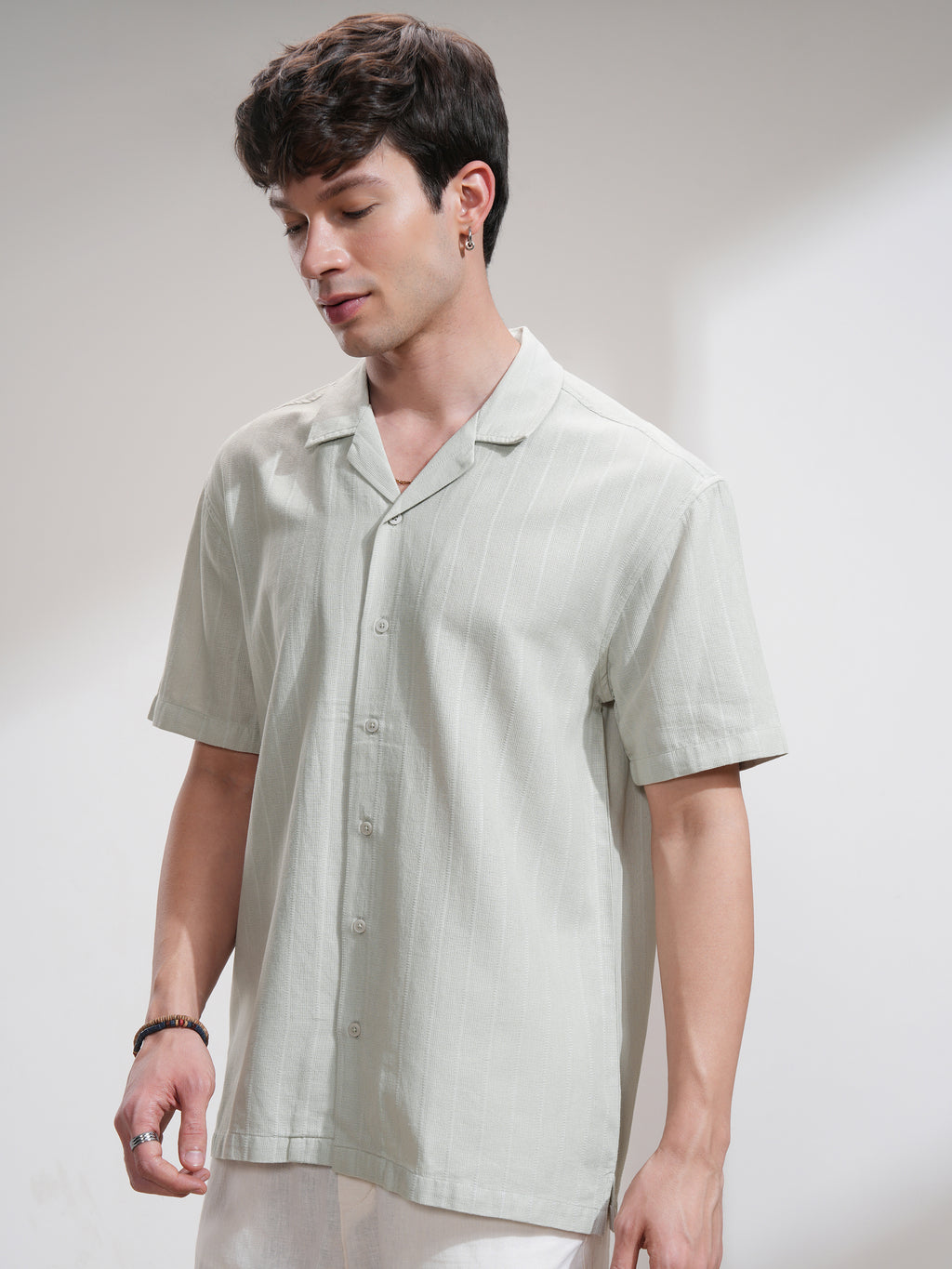Highlander Men Grey Self Design Relaxed Fit Casual Shirt - Grey - Image 4