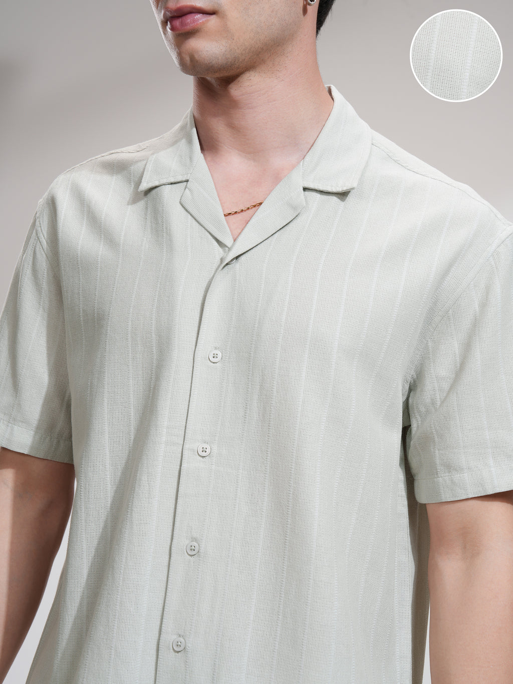 Highlander Men Grey Self Design Relaxed Fit Casual Shirt - Grey - Image 5
