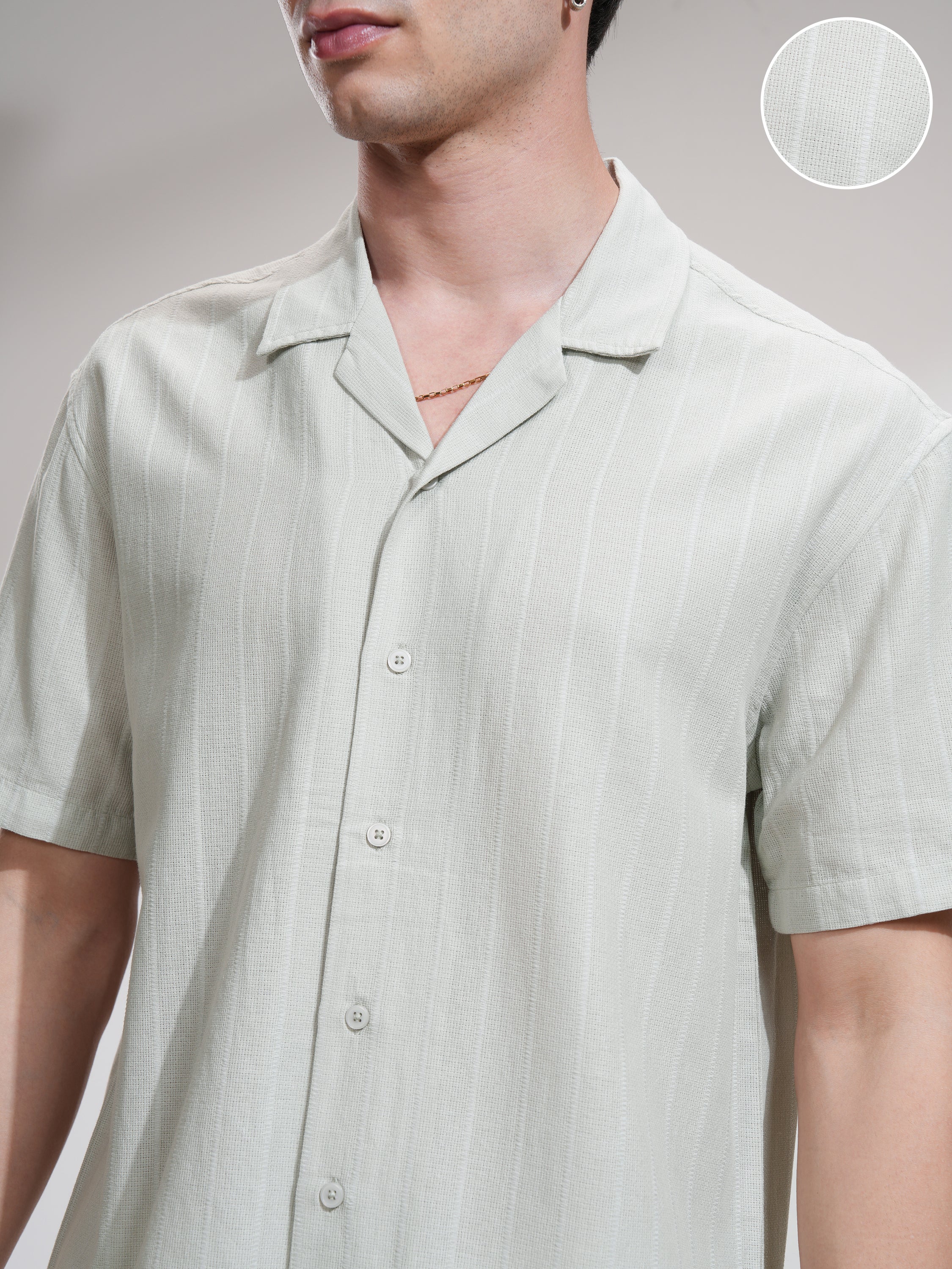 Highlander Men Grey Self Design Relaxed Fit Casual Shirt - Grey - Image 5