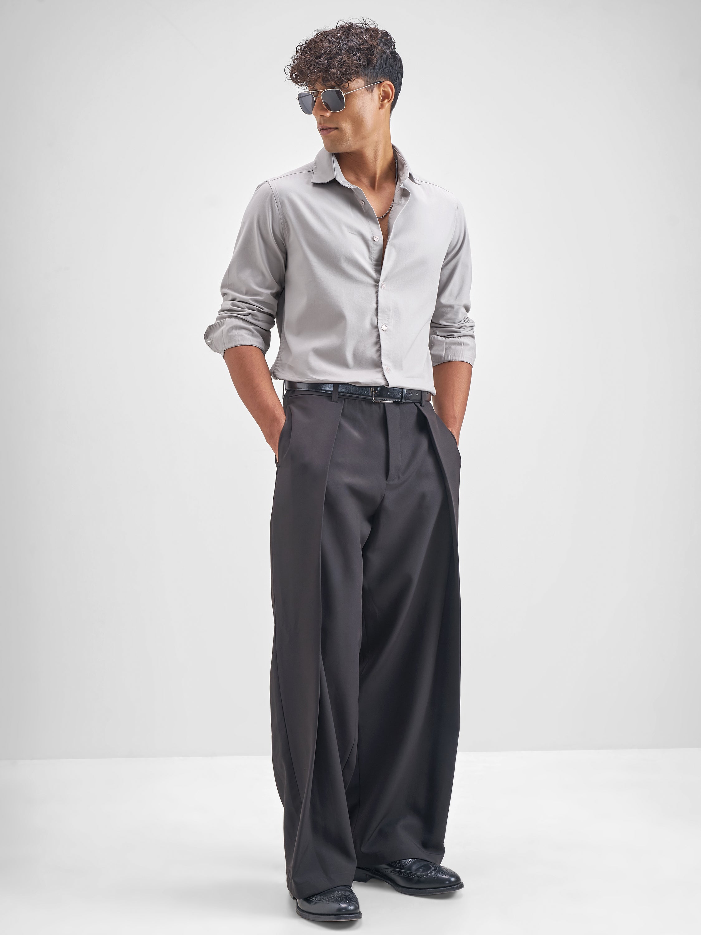 Highlander Men Grey Solid Slim Fit Casual Shirt - Grey - Image 2
