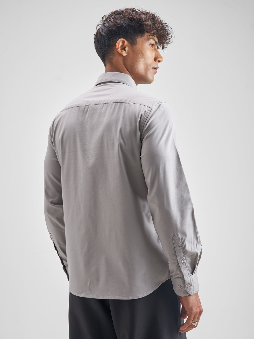 Highlander Men Grey Solid Slim Fit Casual Shirt - Grey - Image 3
