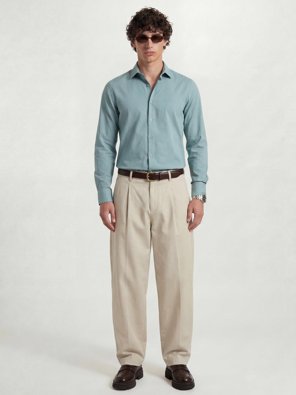 Highlander Men Blue Solid Slim Fit Casual Shirt - Blue - Image 2