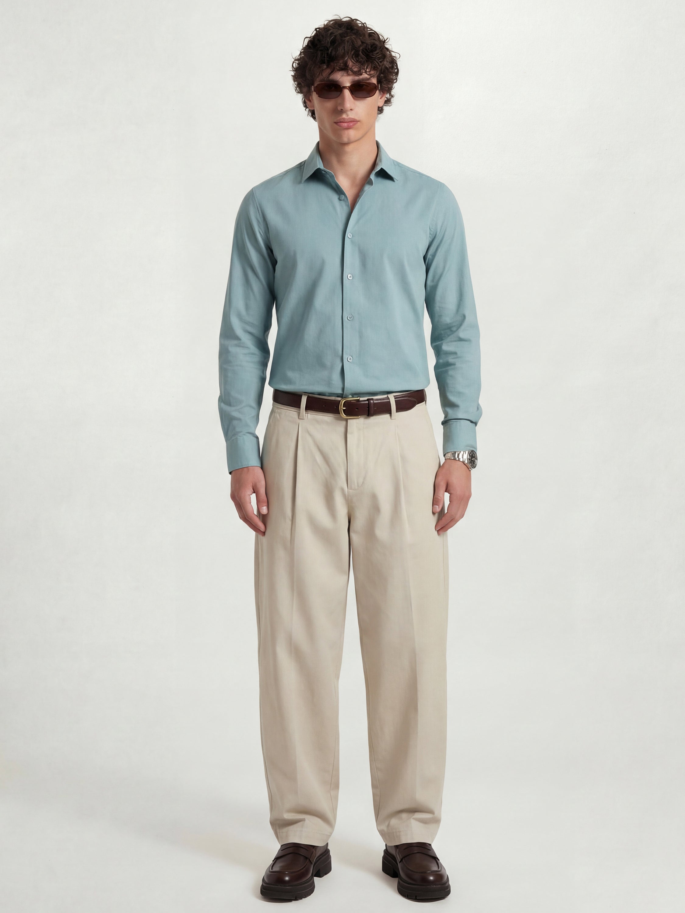 Highlander Men Blue Solid Slim Fit Casual Shirt - Blue - Image 2