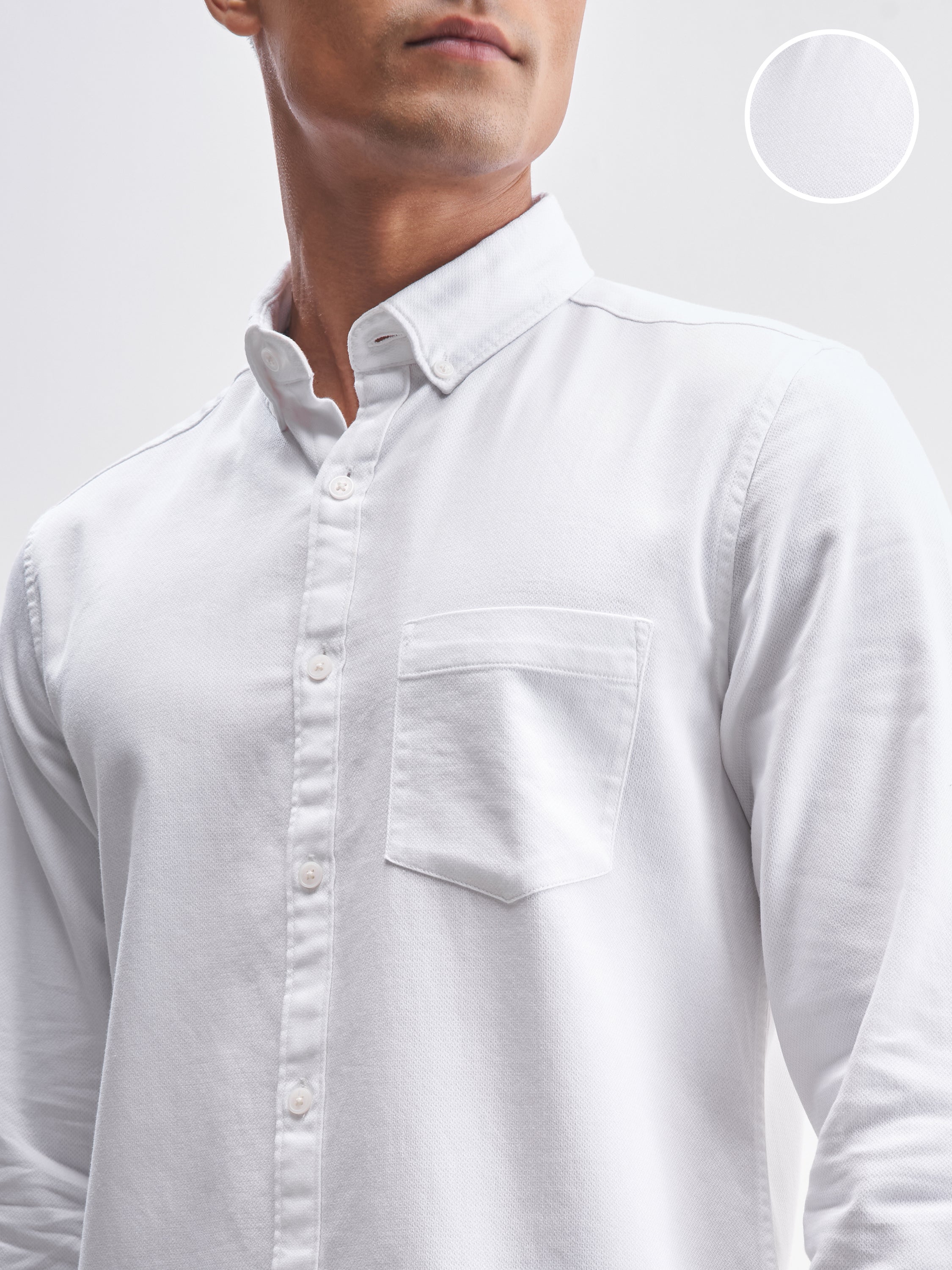 Highlander Men White Solid Regular Fit Casual Shirt - White - Image 5