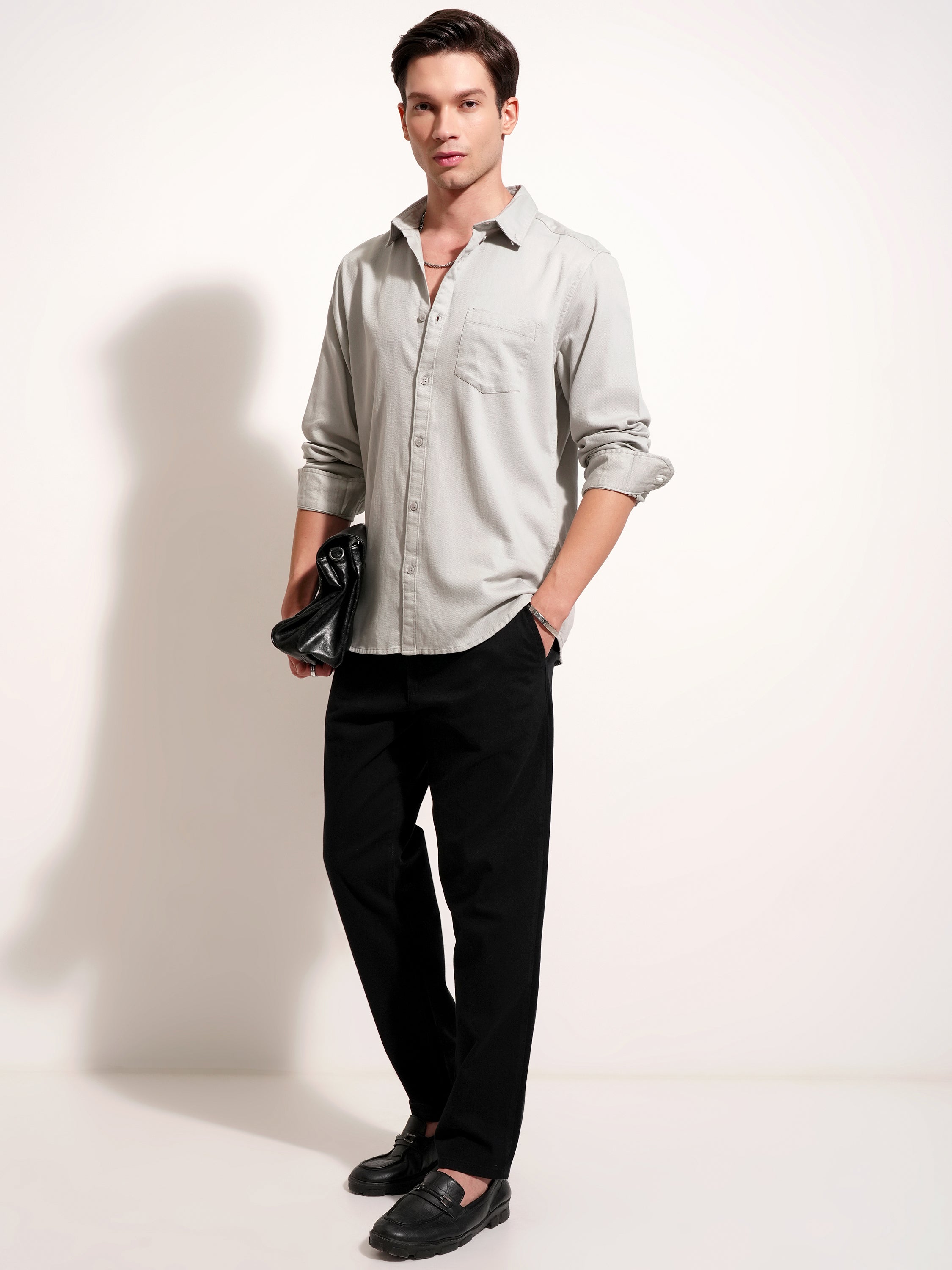 Highlander Men Grey Solid Regular Fit Casual Shirt - Grey - Image 2