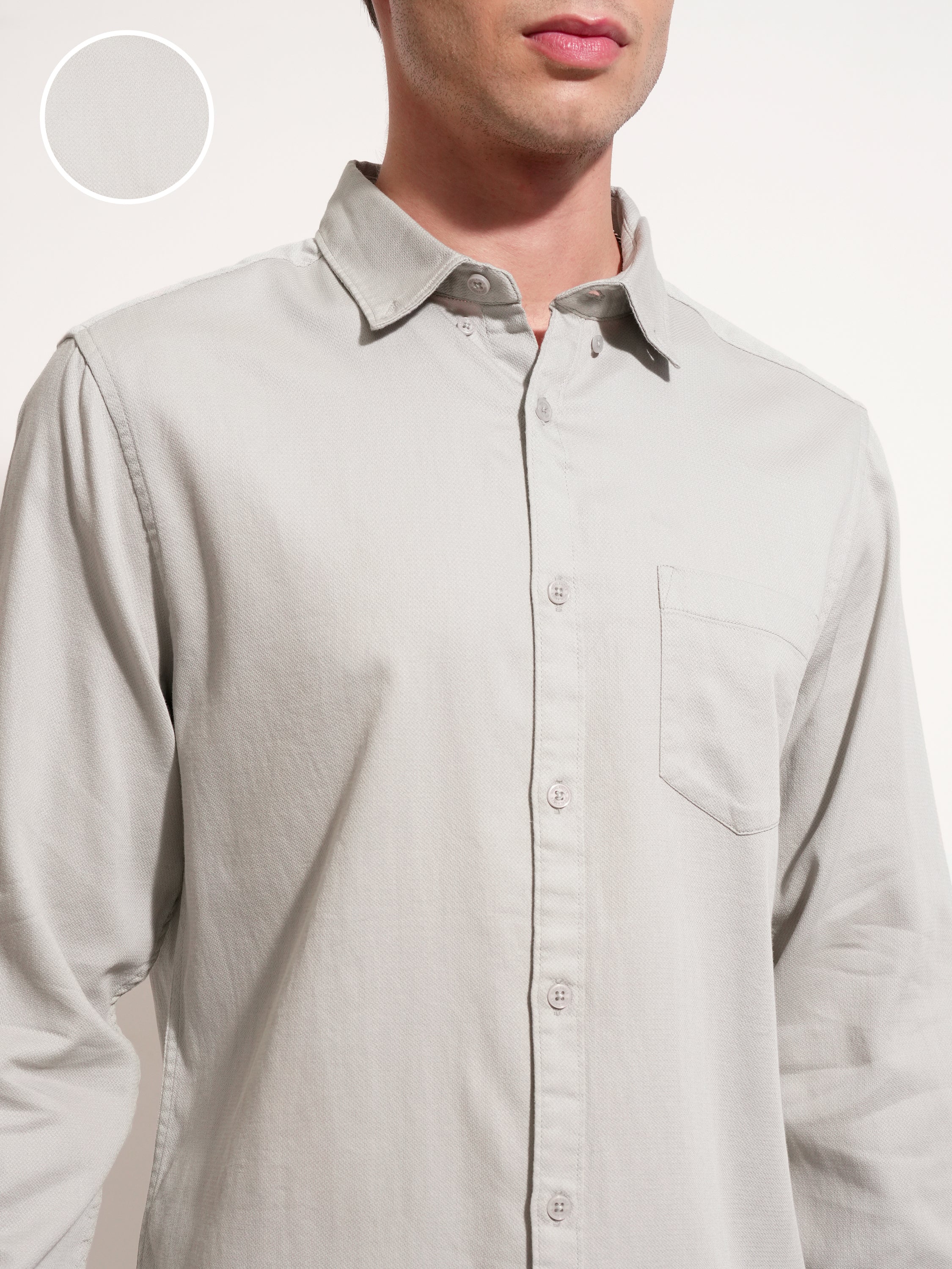 Highlander Men Grey Solid Regular Fit Casual Shirt - Grey - Image 5