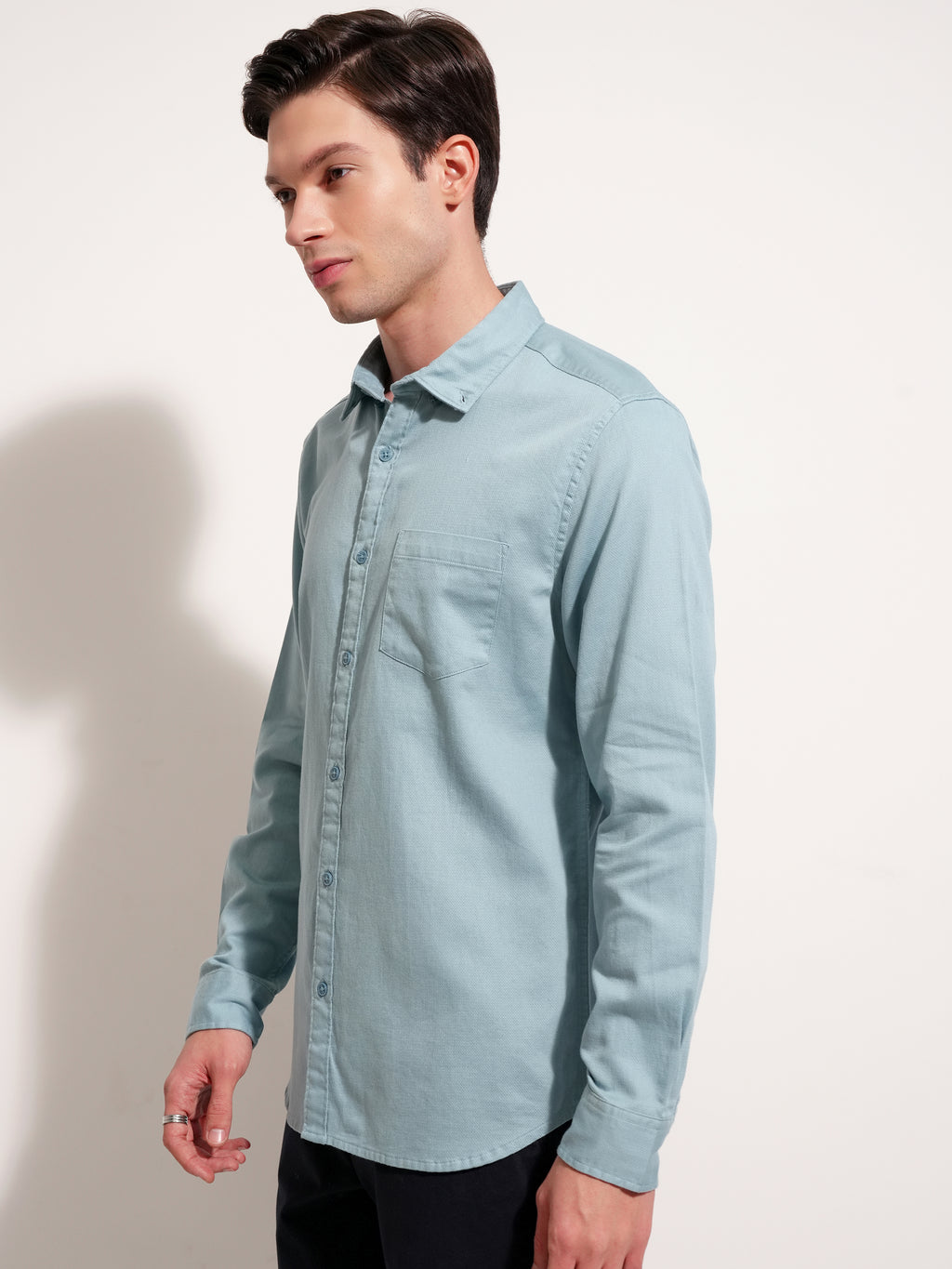 Highlander Men Blue Solid Regular Fit Casual Shirt - Blue - Image 4