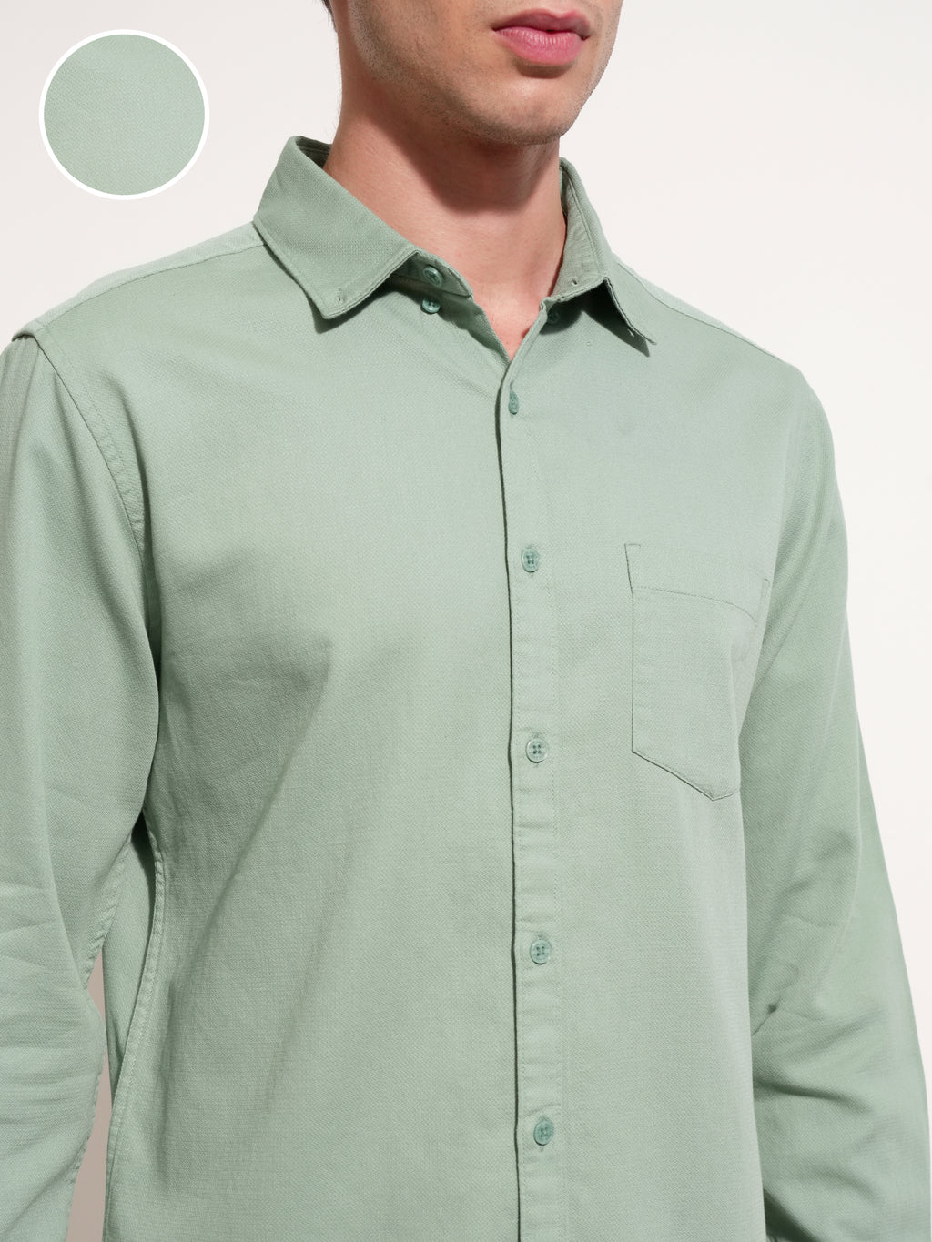 Highlander Men Green Solid Regular Fit Casual Shirt - Green - Image 5