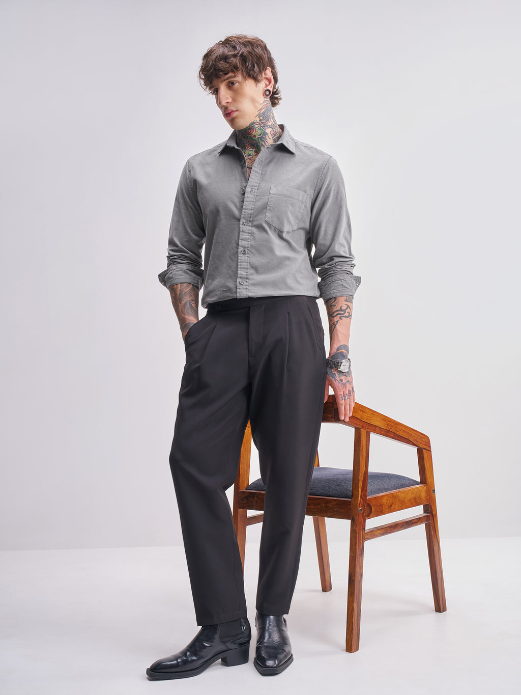 Highlander Men Grey Solid Regular Fit Casual Shirt - Grey - Image 2