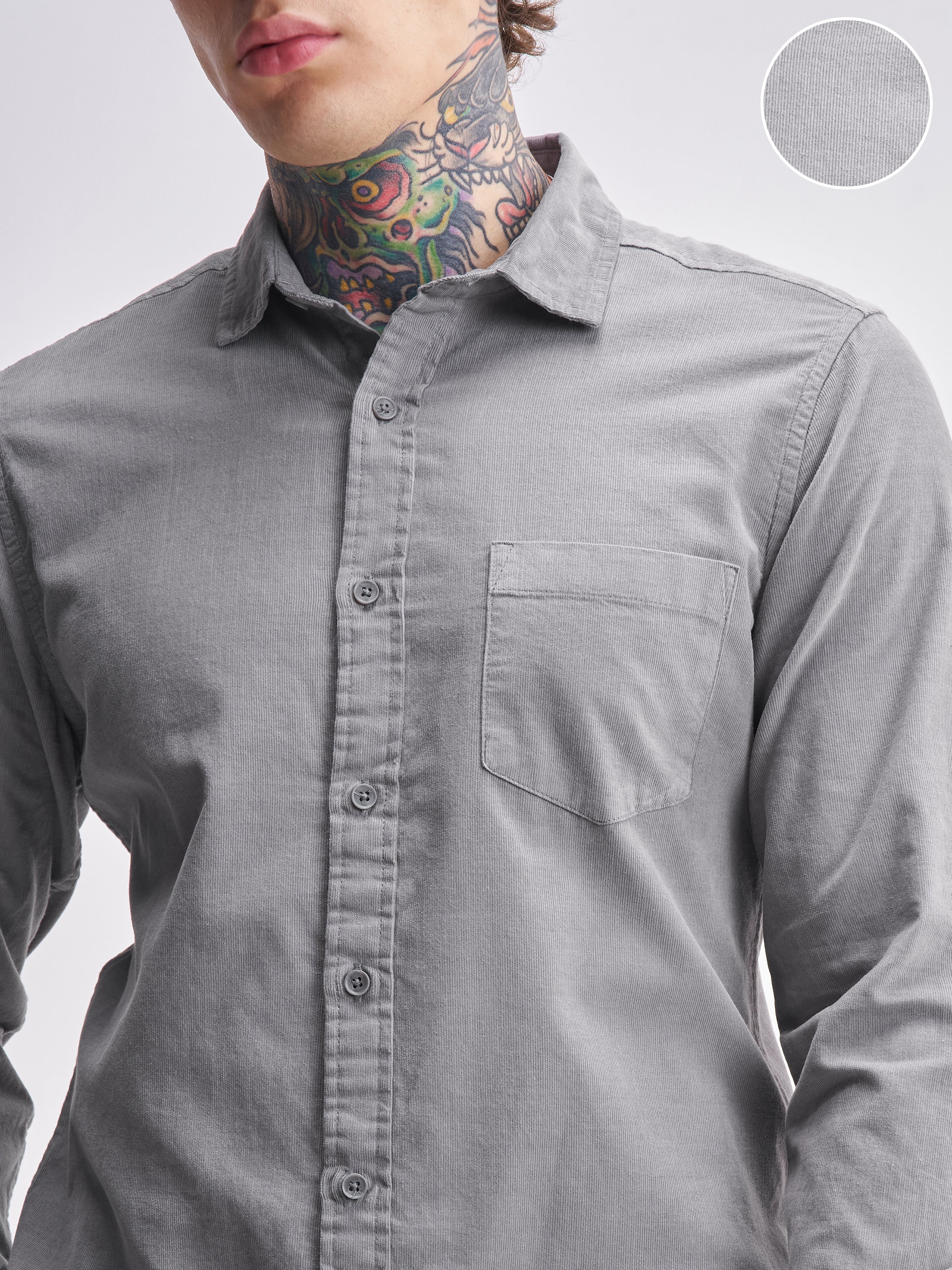 Highlander Men Grey Solid Regular Fit Casual Shirt - Grey - Image 5