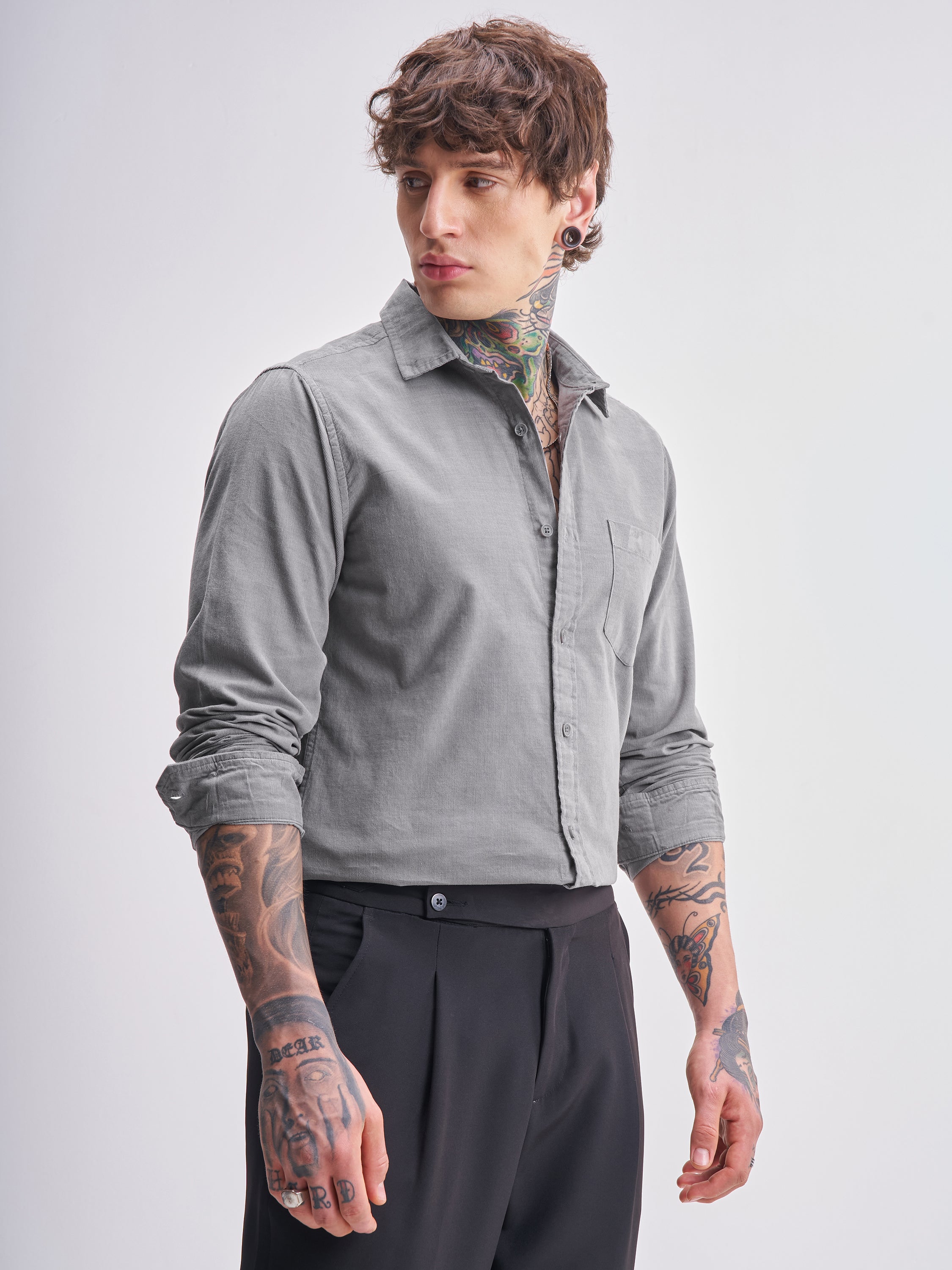 Highlander Men Grey Solid Regular Fit Casual Shirt - Grey - Image 6