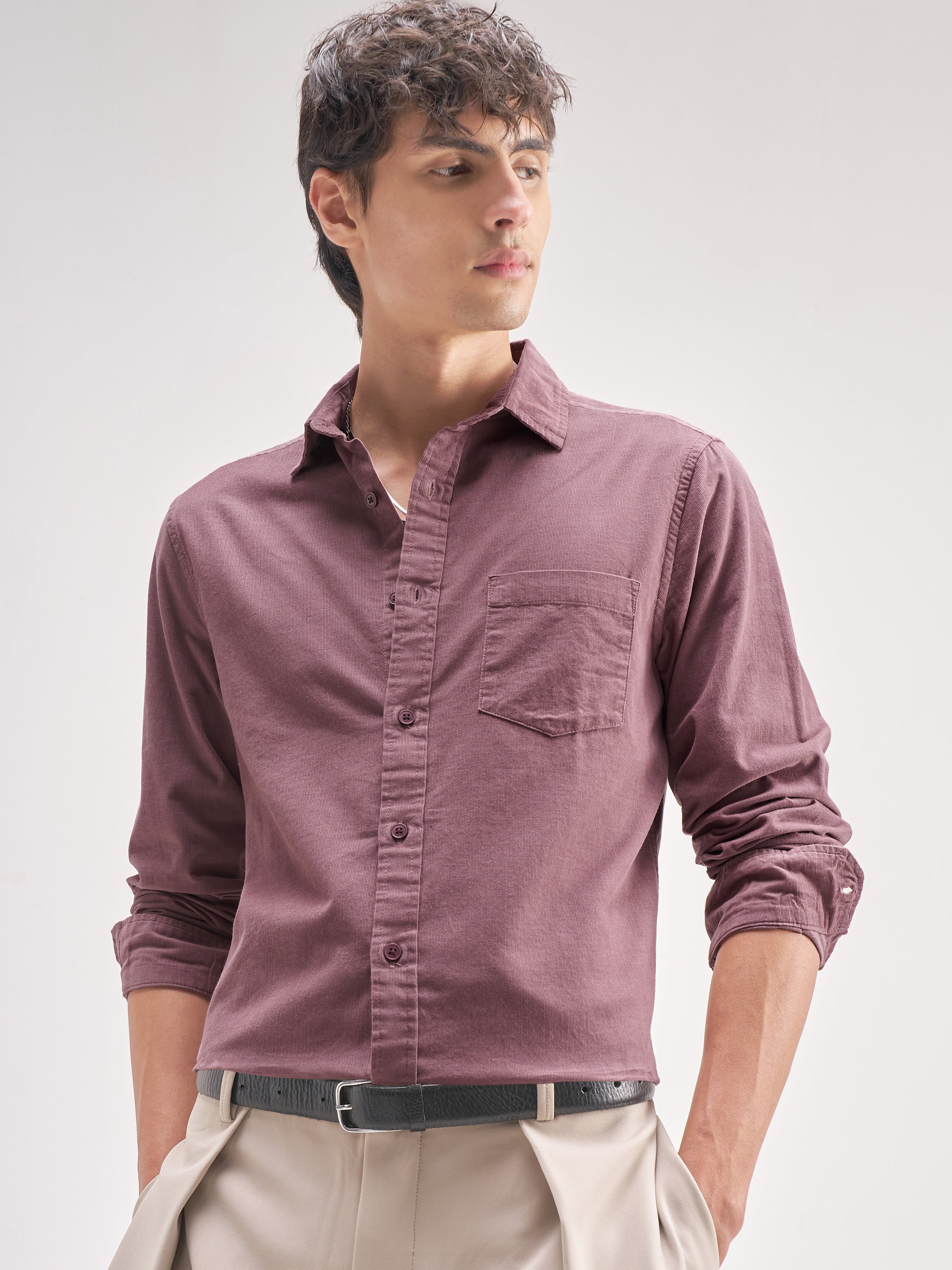 Highlander Men Pink Solid Regular Fit Casual Shirt - Pink - Image 1