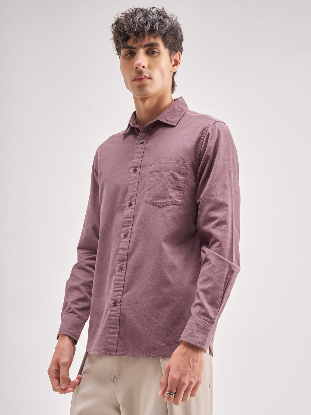 Highlander Men Pink Solid Regular Fit Casual Shirt - Pink - Image 4