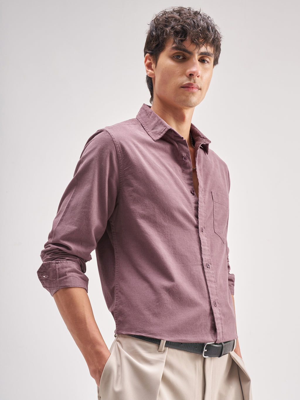 Highlander Men Pink Solid Regular Fit Casual Shirt - Pink - Image 6