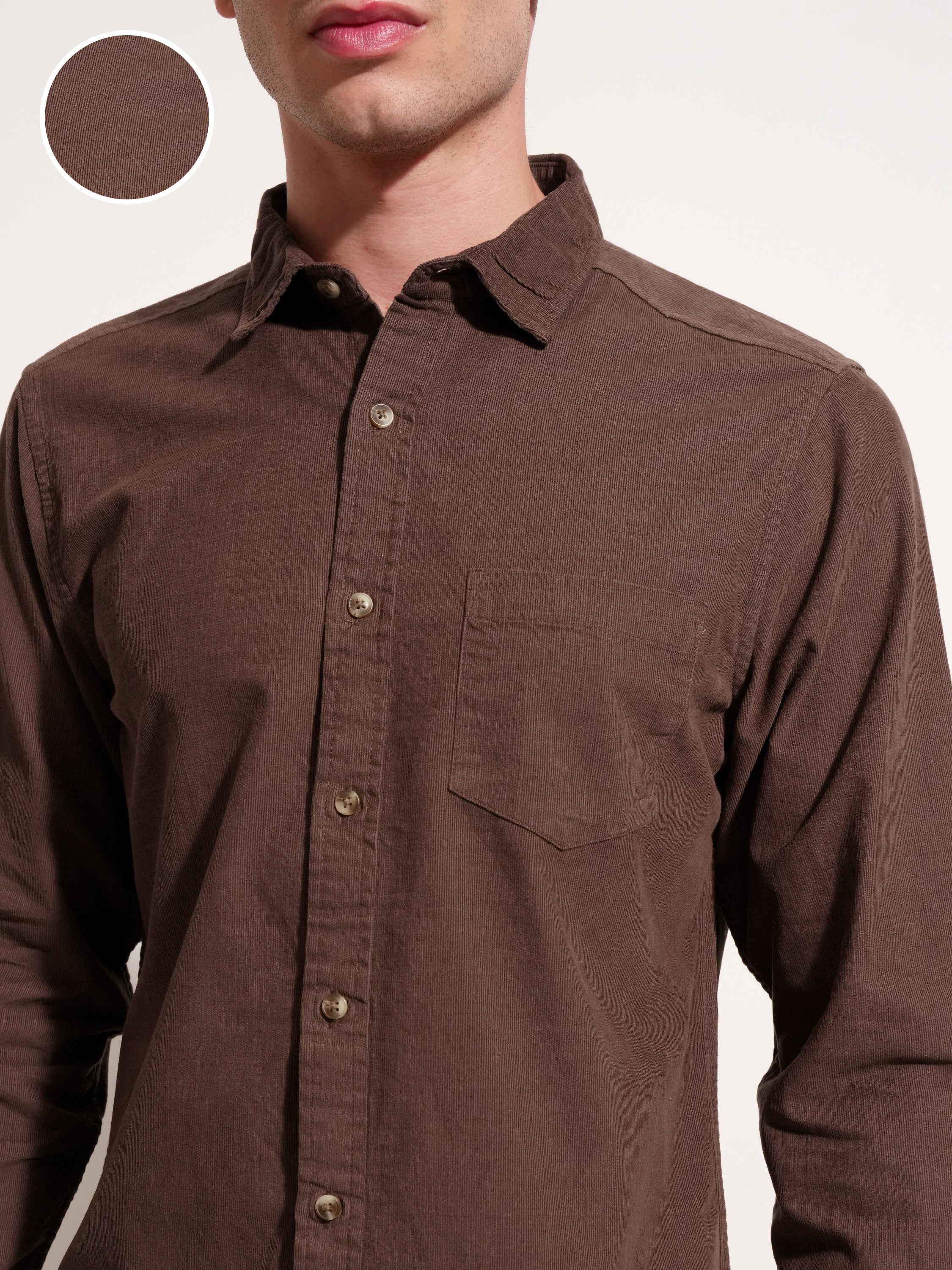 Highlander Men Brown Self Design Regular Fit Casual Shirt - Brown - Image 5