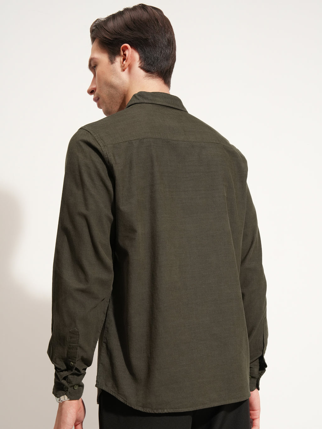 Highlander Men Olive Self Design Regular Fit Casual Shirt - Olive - Image 3