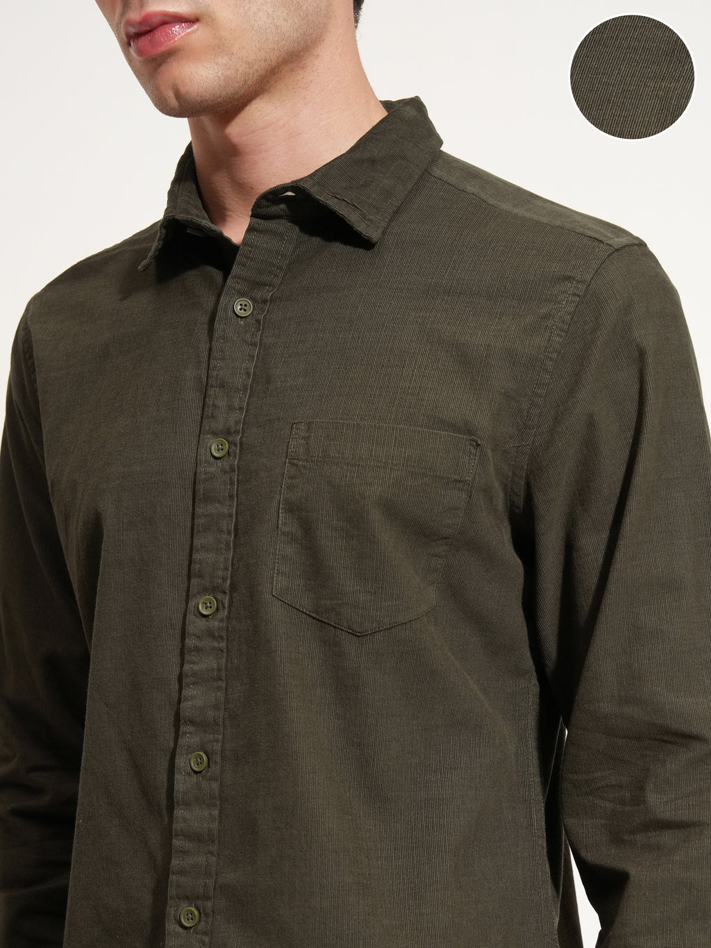 Highlander Men Olive Self Design Regular Fit Casual Shirt - Olive - Image 5