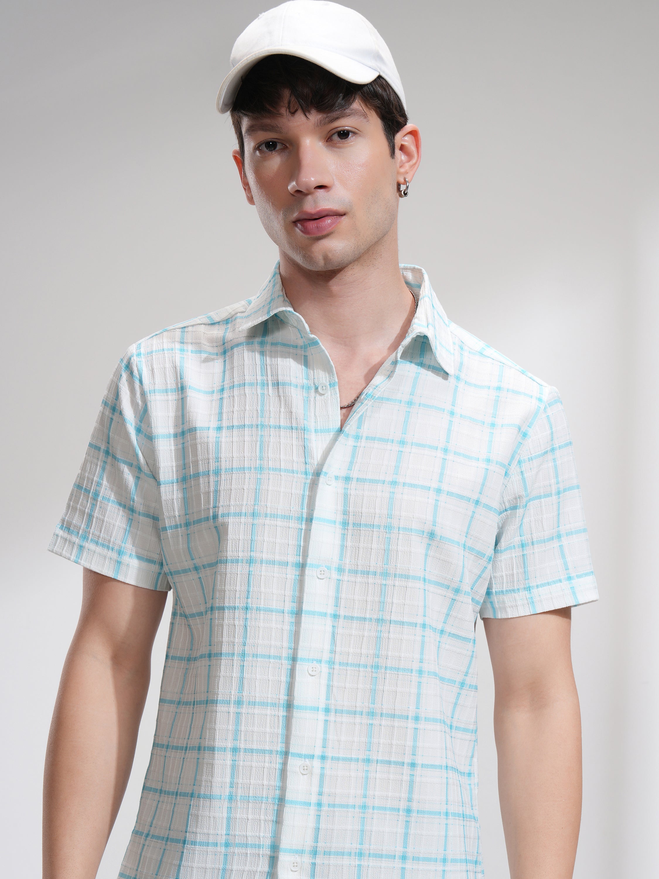 Highlander Men White Checked Regular Fit Casual Shirt - White - Image 1