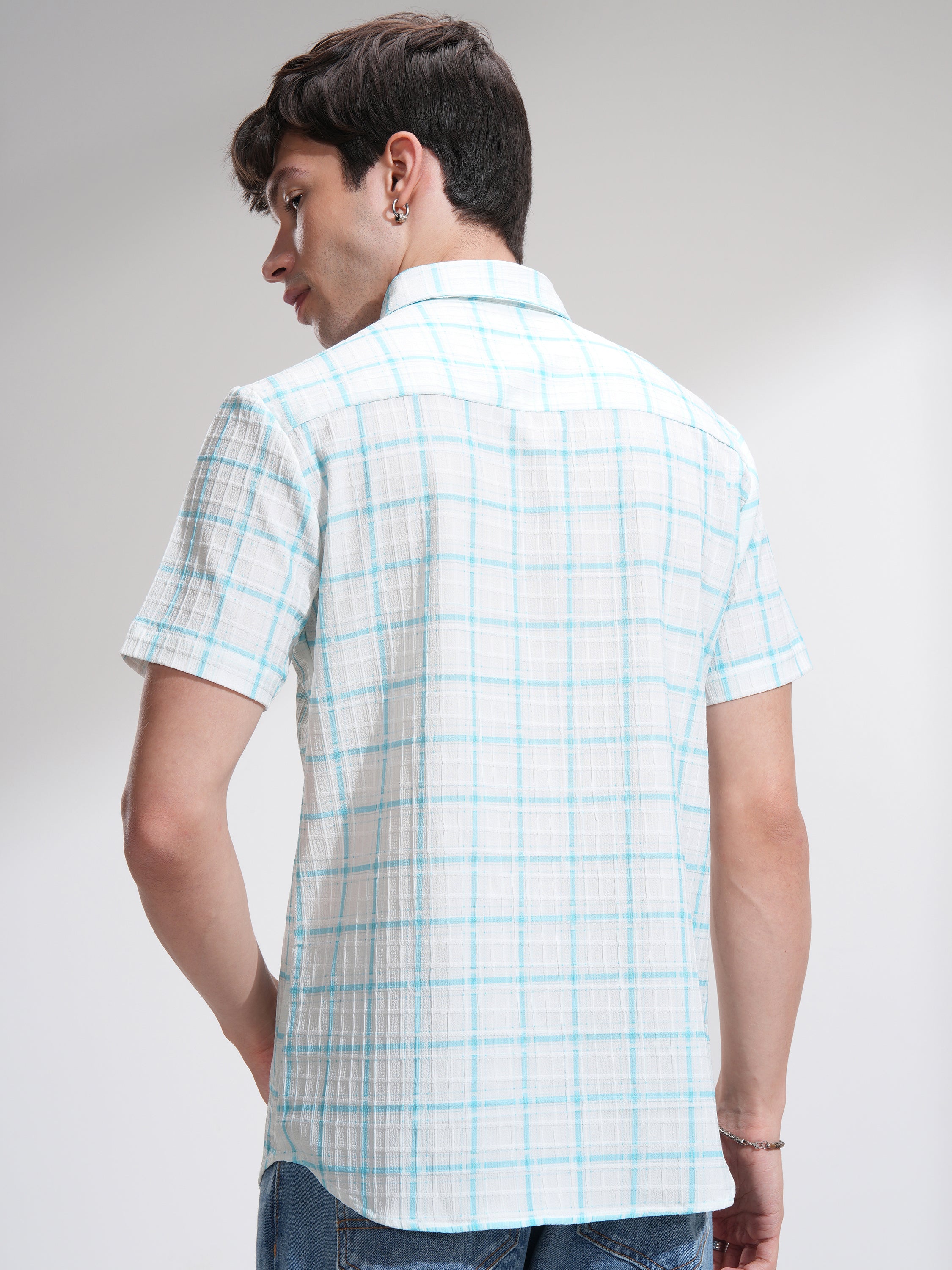 Highlander Men White Checked Regular Fit Casual Shirt - White - Image 3
