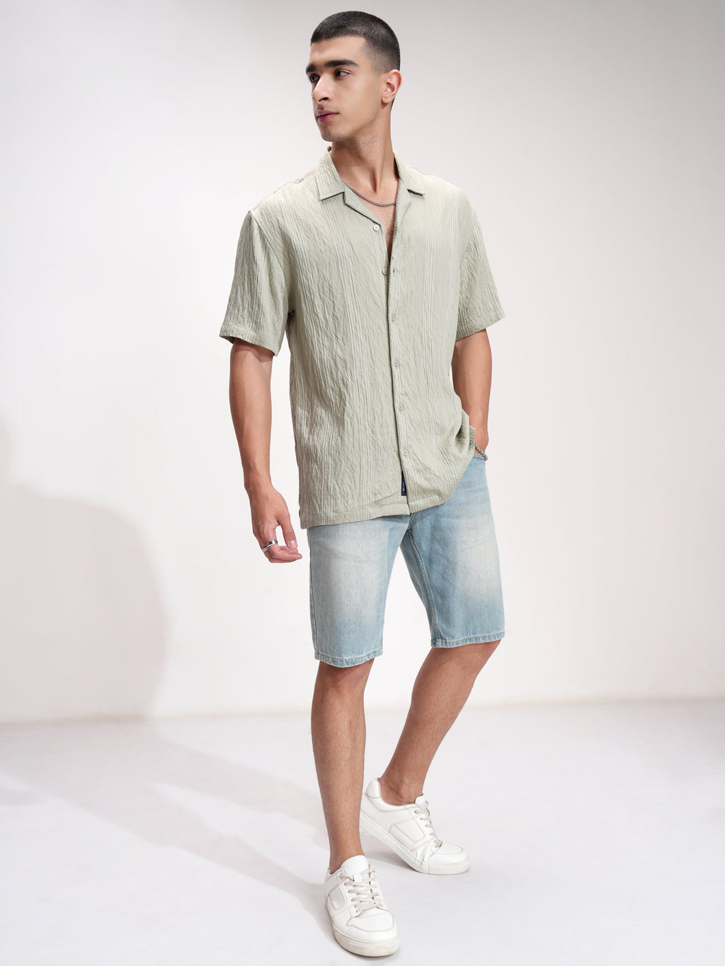 Highlander Men Green Striped Relaxed Fit Casual Shirt - Green - Image 2