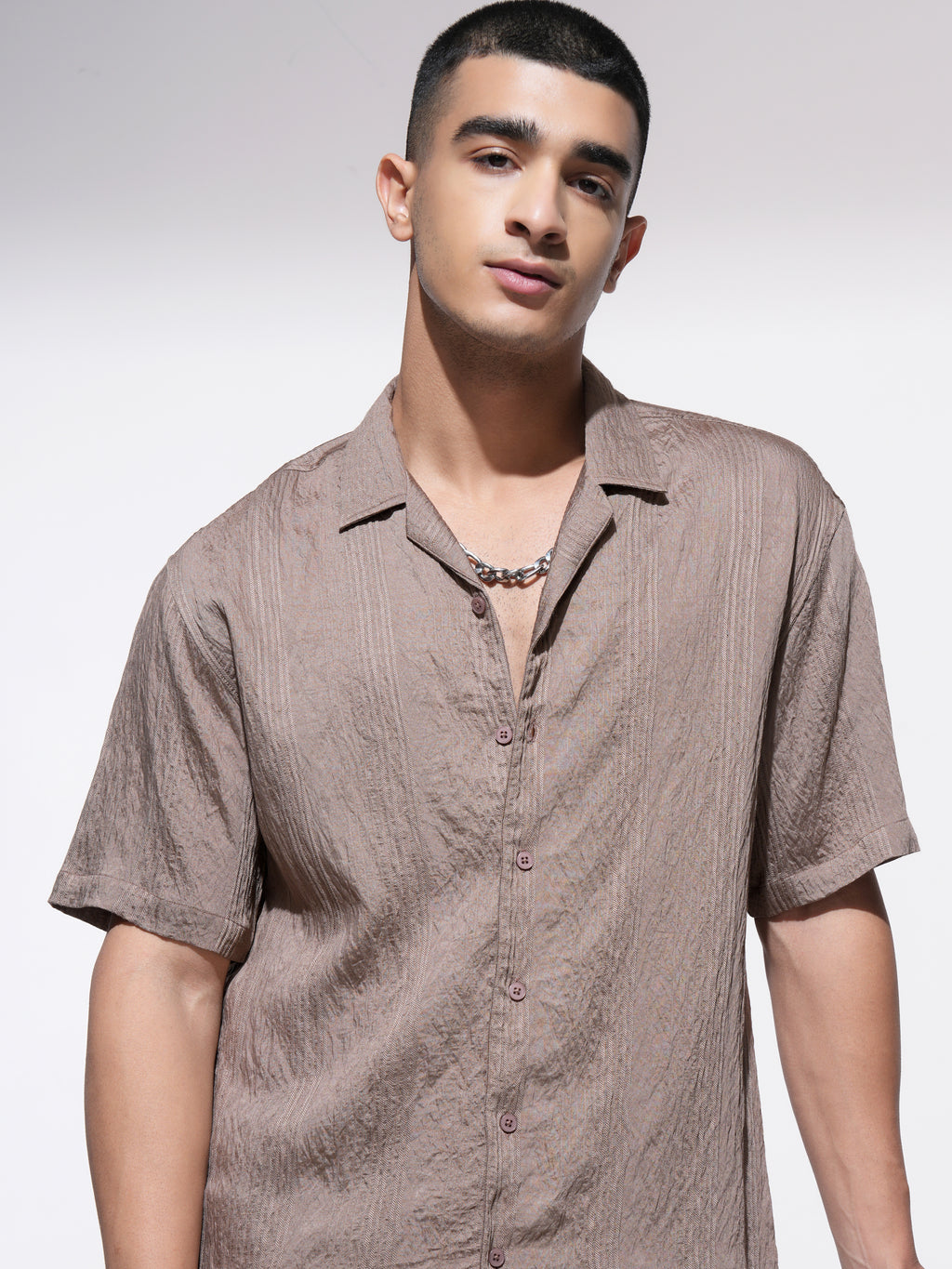 Highlander Men Beige Self Design Relaxed Fit Casual Shirt - Beige - Image 1