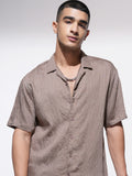Highlander Men Beige Self Design Relaxed Fit Casual Shirt - Beige - Image 1