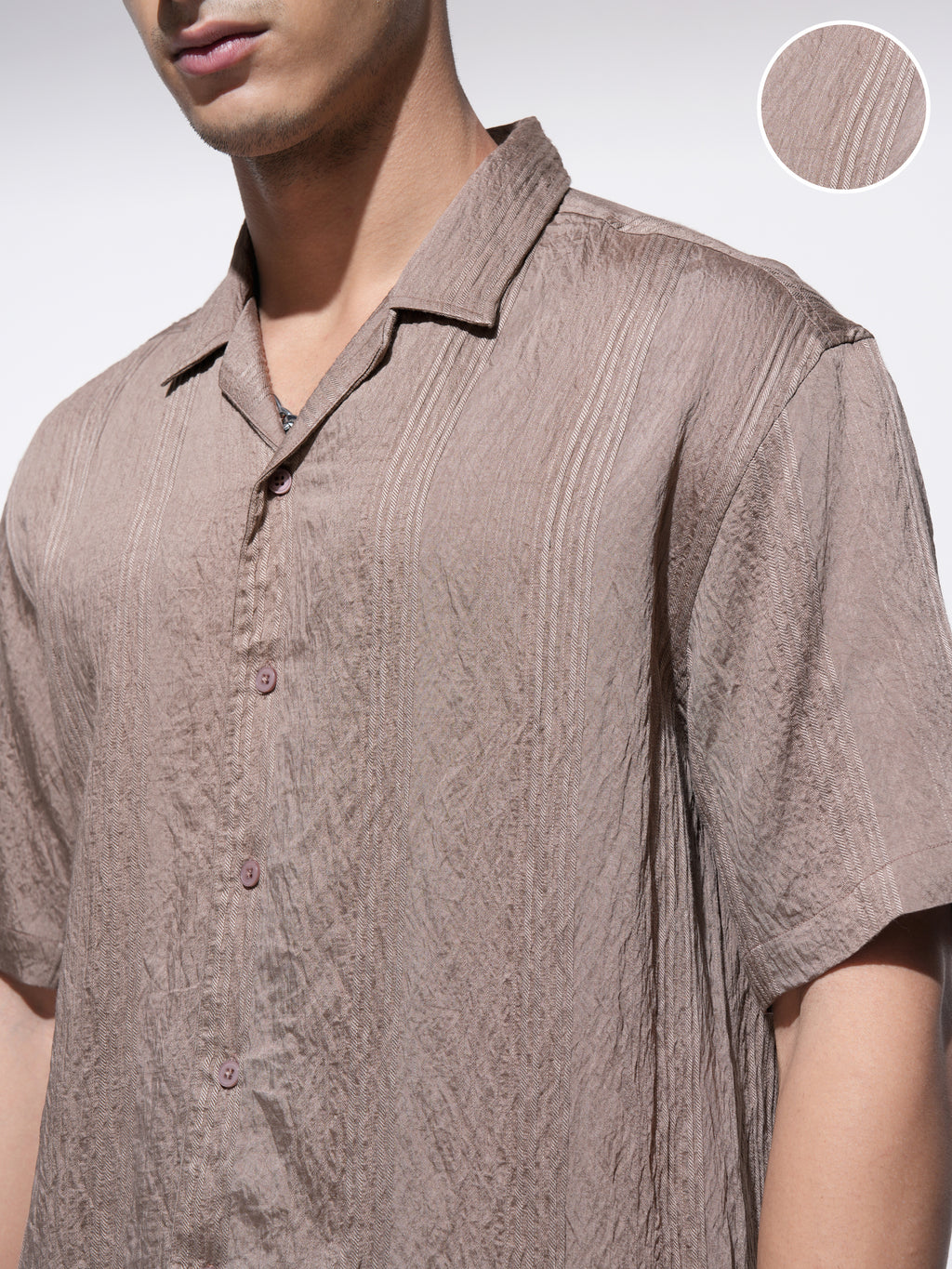Highlander Men Beige Self Design Relaxed Fit Casual Shirt - Beige - Image 5