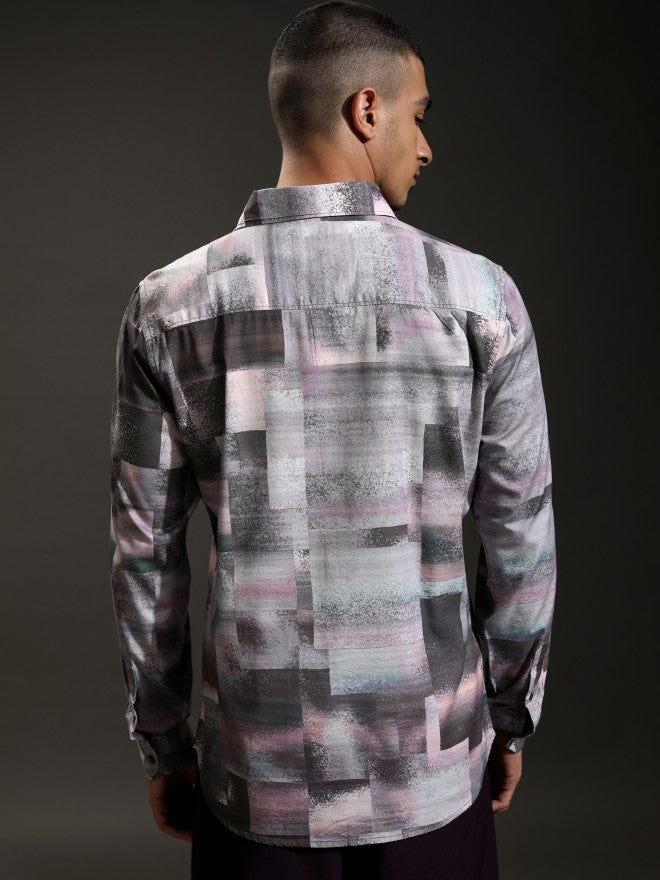 Highlander Men Grey Printed Regular Fit Casual Shirt - Grey - Image 3