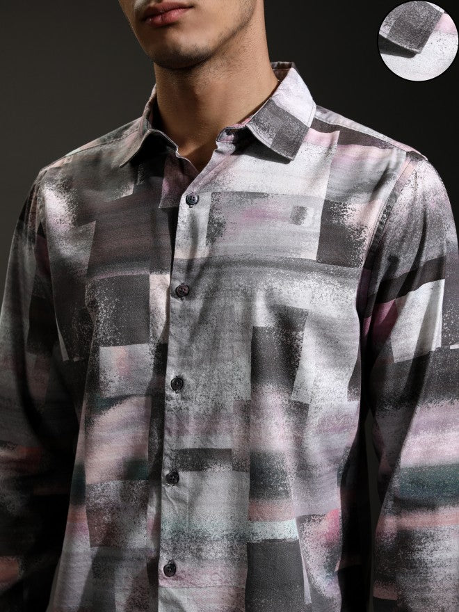 Highlander Men Grey Printed Regular Fit Casual Shirt - Grey - Image 5