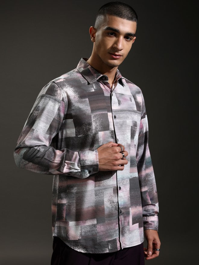 Highlander Men Grey Printed Regular Fit Casual Shirt - Grey - Image 6