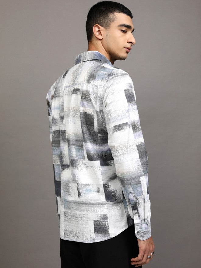 Highlander Men Grey Printed Regular Fit Casual Shirt - Grey - Image 3