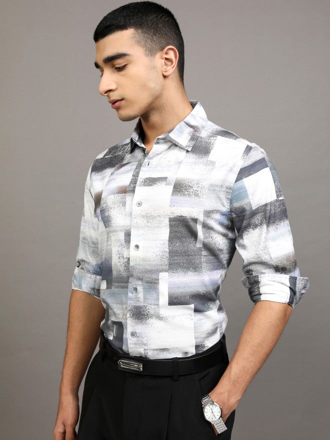 Highlander Men Grey Printed Regular Fit Casual Shirt - Grey - Image 4