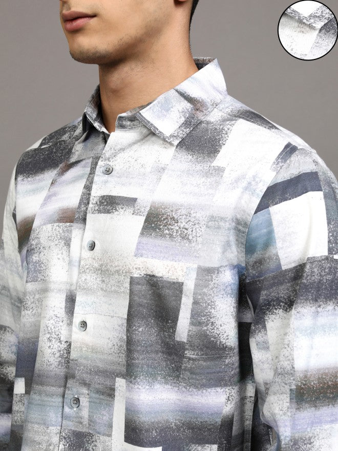 Highlander Men Grey Printed Regular Fit Casual Shirt - Grey - Image 5