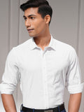 Highlander Men White Self Design Slim Fit Casual Shirt - White - Image 1