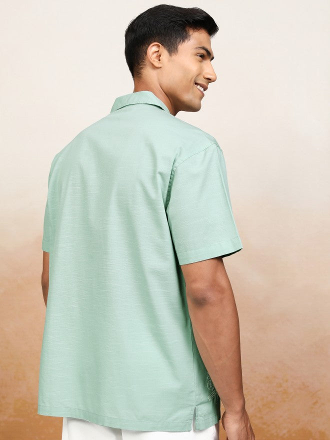 Highlander Men Sage Embroidered Relaxed Fit Casual Shirt - Sage - Image 3