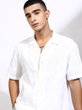 Highlander Men White Textured Relaxed Fit Casual Shirt - White - Image 1