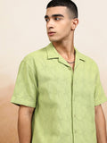Highlander Men Green Textured Relaxed Fit Casual Shirt - Green - Image 1