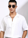 Highlander Men White Textured Relaxed Fit Casual Shirt - White - Image 1